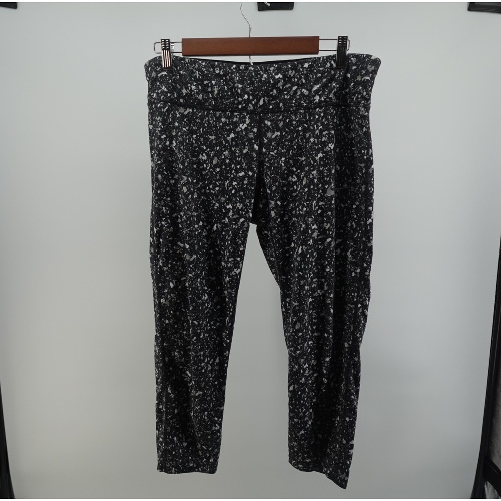 Nike Dri-FIT Womens XL Black White Speckled Splatter Print Running Crop Leggings